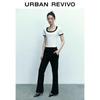 UR 2025 Spring Women's Color-block Slim Fit Short Sleeve T-shirt