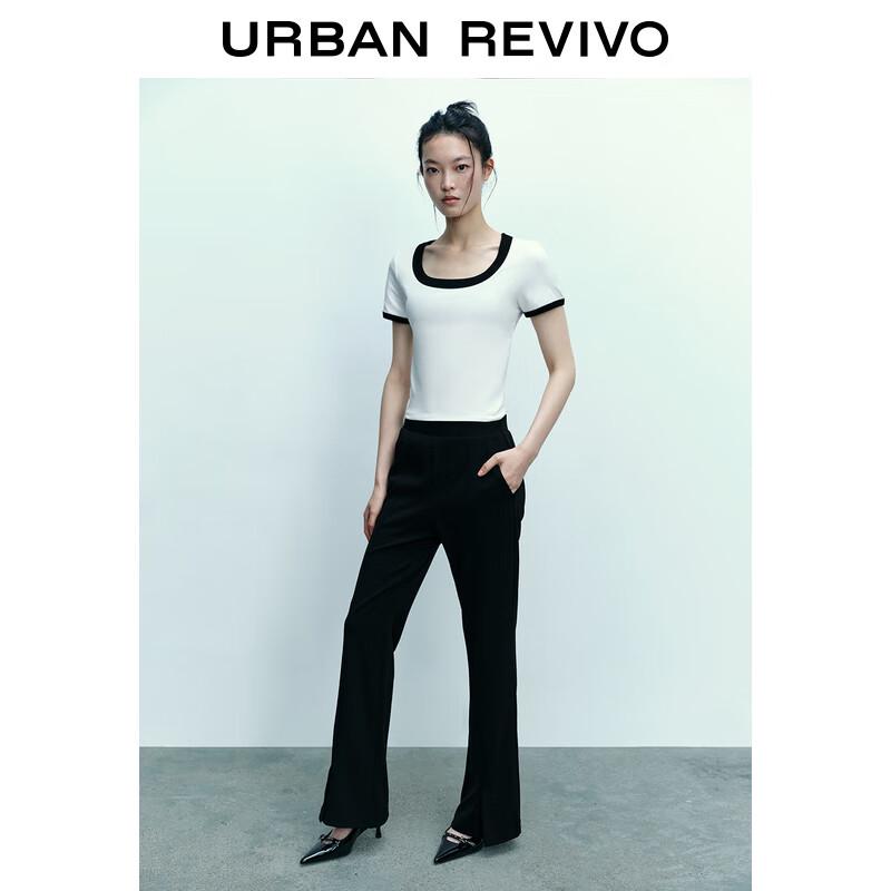 UR 2025 Spring Women's Color-block Slim Fit Short Sleeve T-shirt