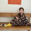 Soft 100 Percent Cotton Cute Cartoon Girls Long Sleeve Pajama Home Wear Set