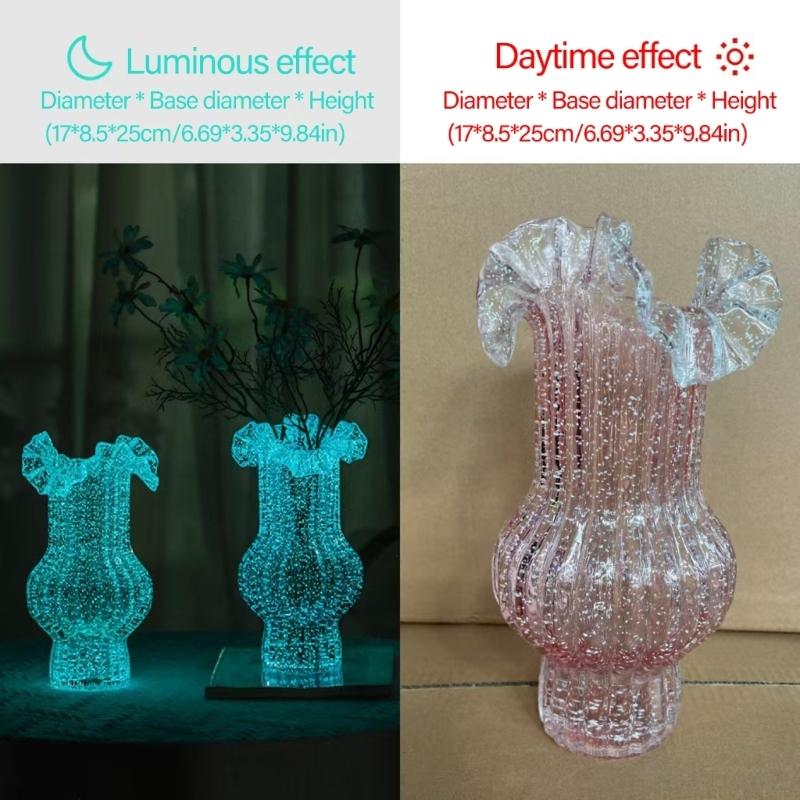 QX2E Fluorescent Glass Flower Vases for Home and Office Centerpices Shelf Decoration