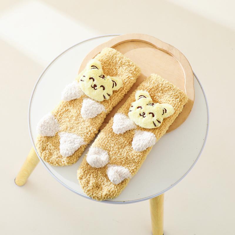 Coral Fleece Thickened Non-Slip Long Tube Baby Floor Socks for Autumn/Winter - Class A Newborn Home Wear.
