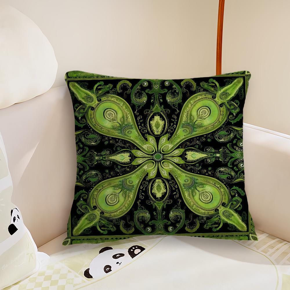 Luxurious Green And Golden Cushion Cover Pillow Case Plush Fabric Soft Double Sided Print Sofa Cushion Cover Throw Pillow Covers