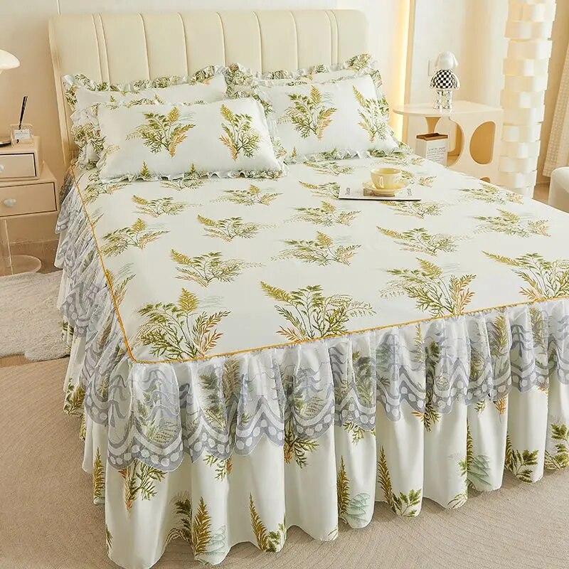 1pcs Korean Style Small Fresh Bed Skirt, Non Slip Bed Cover, Bed Sheet, Bed Cover, Mattress Protection Cover, Single Double Bed