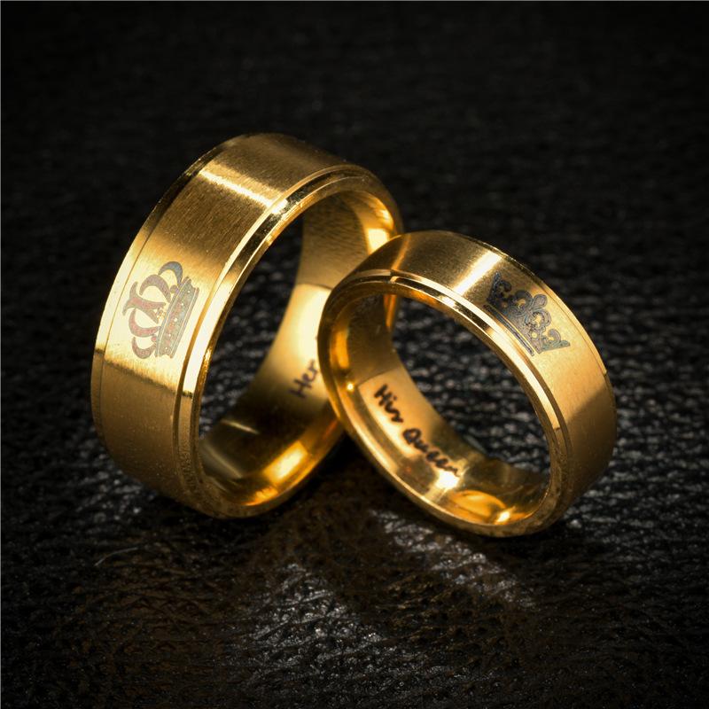 1Pcs Fashion Crown Queen Pattern Titanium Steel Ring