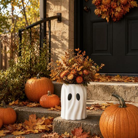 Ghost Planter Planter, Halloween Shaped Bucket, Cute Desktop Candy Whimsical Home Ornament Bowl for Office Shelf, Indoor Party Decor Small Resin Plant