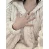 Fall And Winter Casual Solid Jacquard Wool Padded Robe, Long Sleeve Hooded Buttoned Robe With Pockets, Women's Pajamas And Dresses