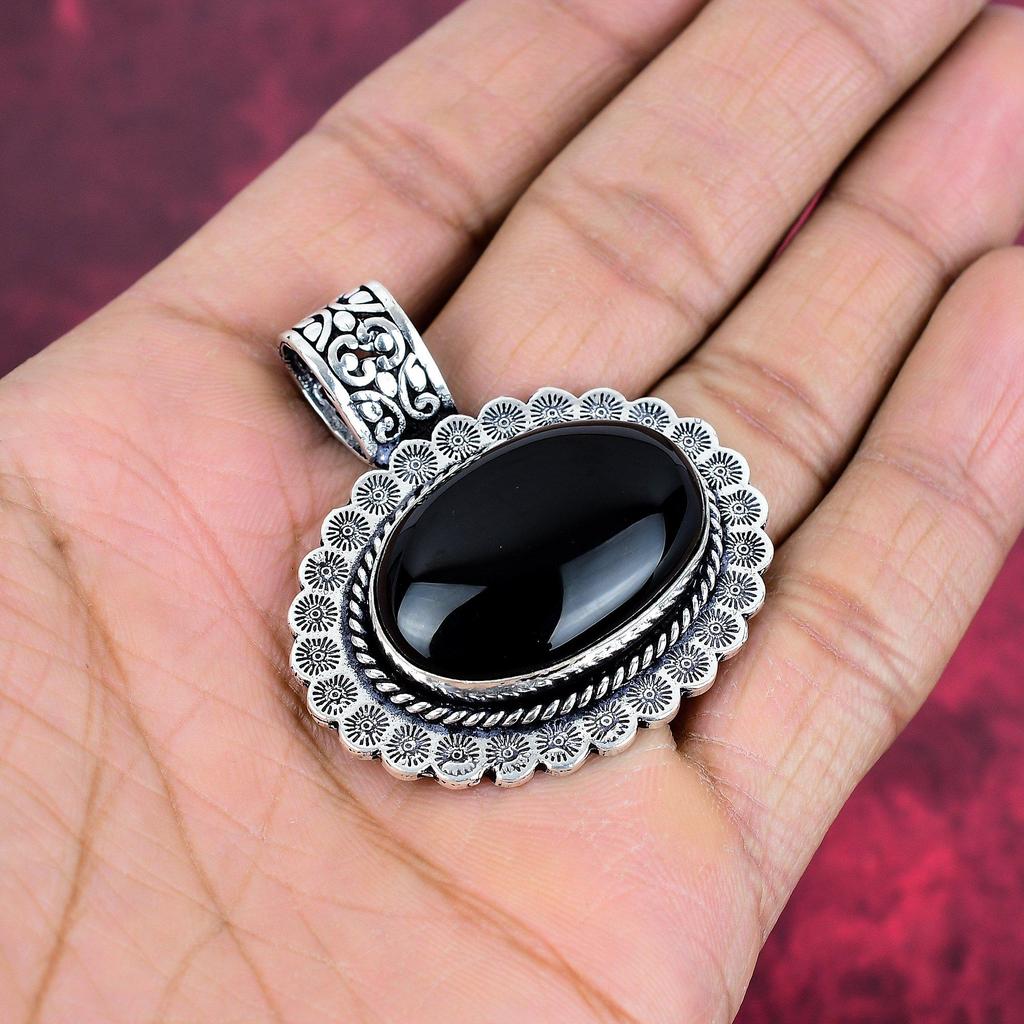 Black Onyx Jewelry, 925 Solid Sterling Silver Pendant Handmade Gemstone Jewelry, Gifts For Wife Brand New Pendant