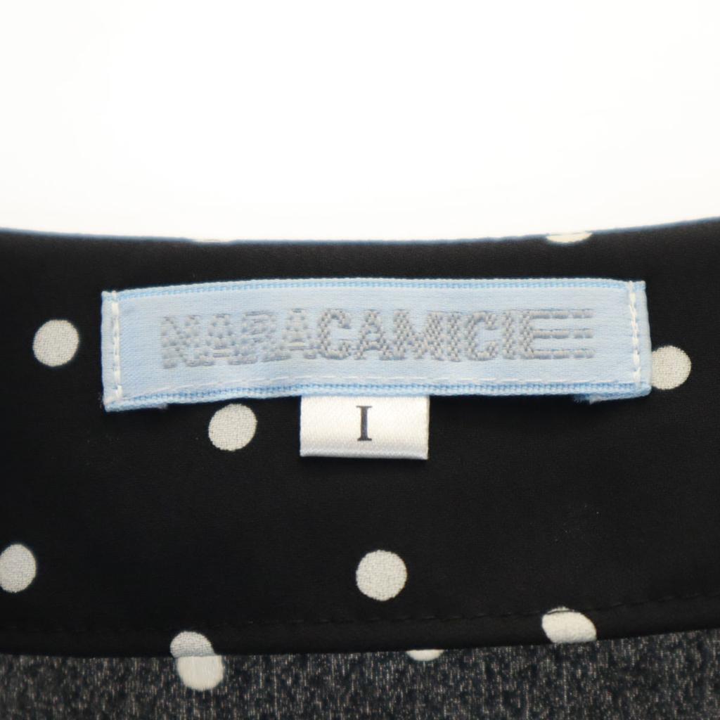 NARACAMICIE Made In Japan Dot Pattern French Sleeve V Neck Blouse 1 Black Women Used