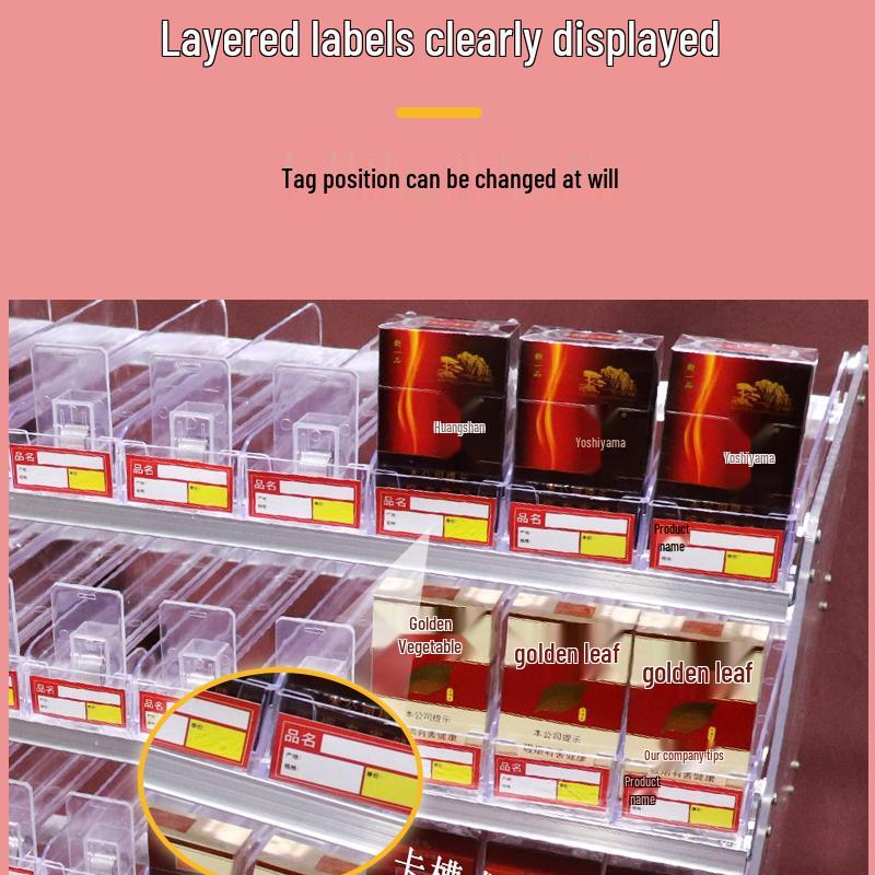 Wall-Mounted Cigarette Display Rack with Pushers