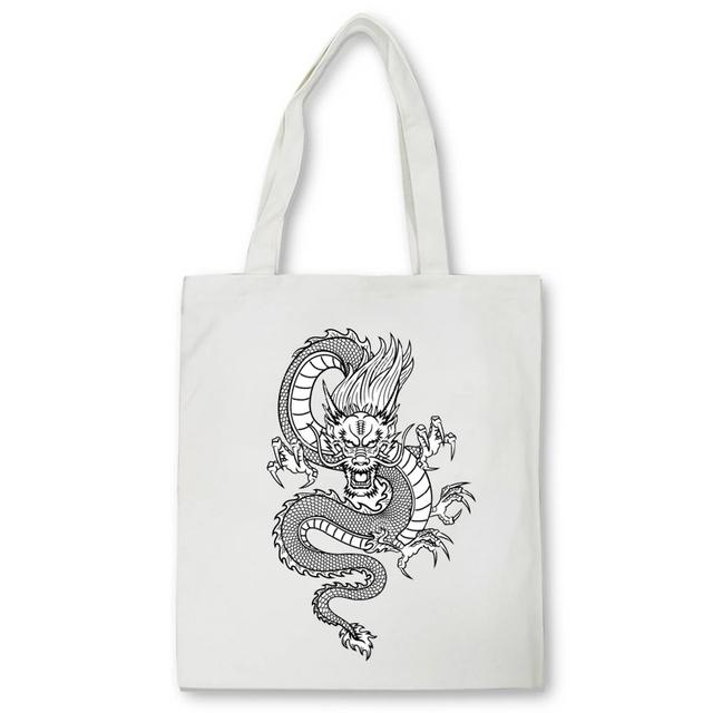 Drakono spausdinimo drobės krepšys Pirkėjų krepšys Harajuku Didelės talpos punk gotikos stiliaus moteriškos rankinės Klasikinis senovinis pečių krepšys Bolsas