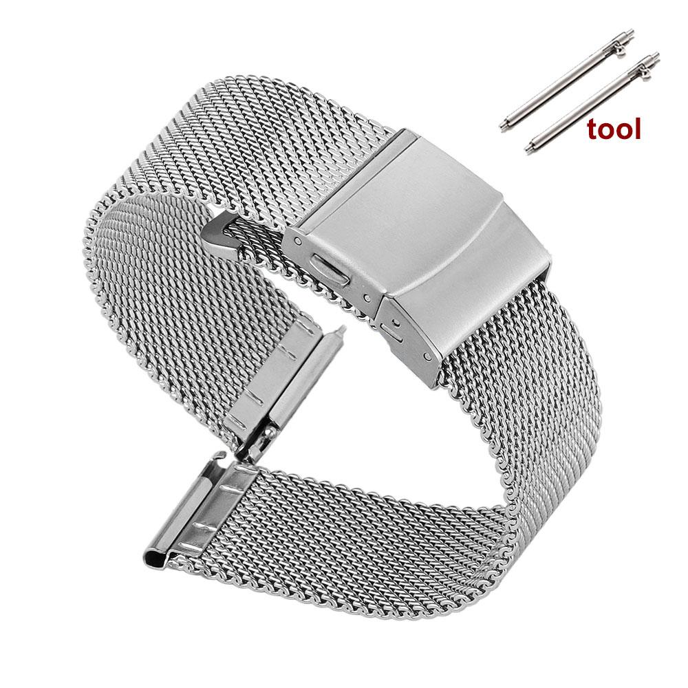 

0.6 Milanese Watch Strap 18mm 20mm 22mm Quick Release Watchband Stainless Steel Mesh Loop Bracelet for Men Women Wristband Belt 16mm серебряный