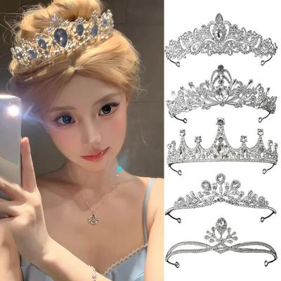 Korean Bridal Tiara Hair Crown Wedding Hair Accessories for Women Silver Gold Crown for Bridal Crowns Tiara Women Gifts