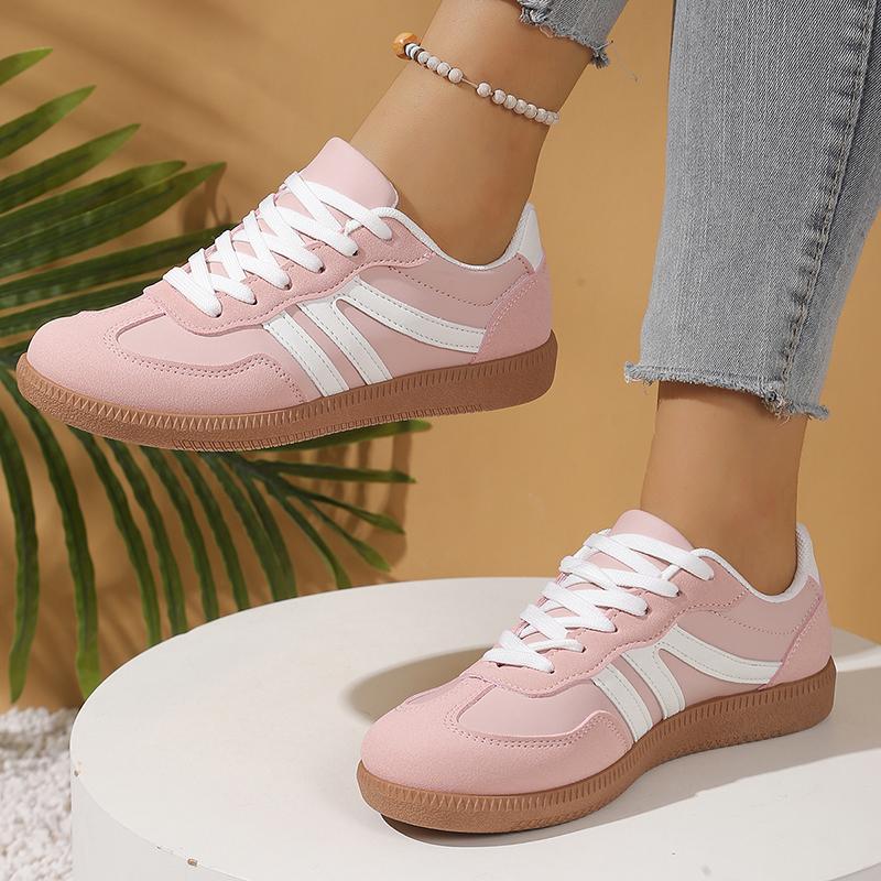Pink White Mix Casual Flats Woman Korean Lace Up Platform Sneakers Women Plus Size 42 Low Heel Running Sports Shoes Female