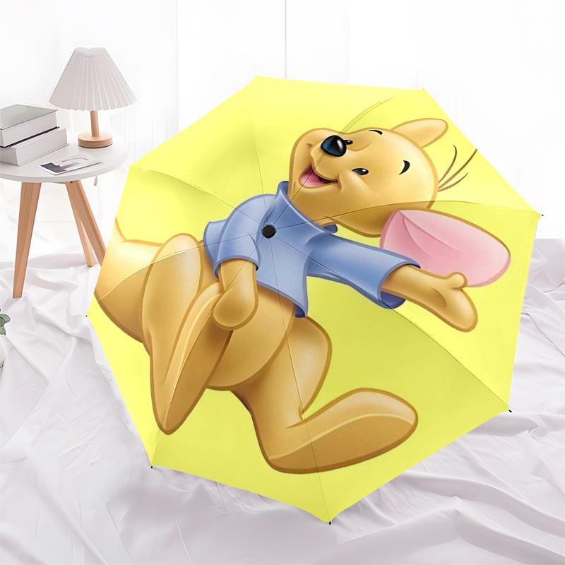 Winnie and Friends Themed Travel Umbrella-8 Ribs Automatic Opening and Closing, Portable Folding Design, Compact and Stylish Umbrella Suitab