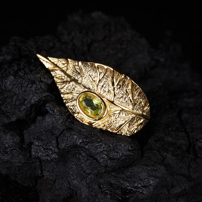 Original Leaf Design S925 Sterling Silver With Natural Garnet Topaz Peridot Colored Treasure Necklace Set