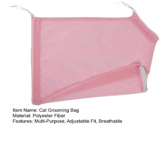 Cat Grooming Bag Pet Grooming Restraint Bag with Zipper Adjustable Drawstring Breathable Mesh Bag for Safe Nail Trimming Grooming Pet Care