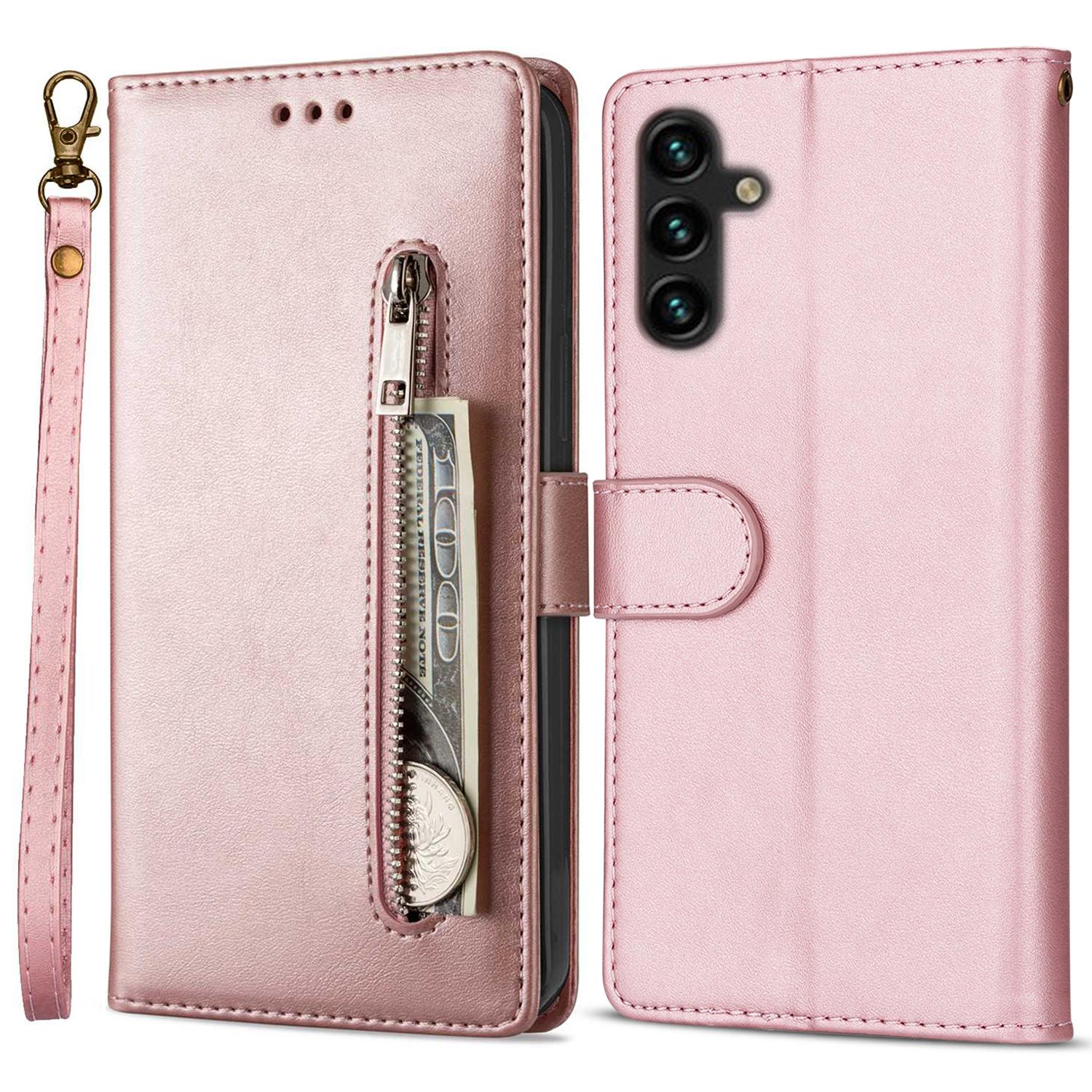 

For Samsung Galaxy S25+ Case Anti-Scratch Zipper Wallet Leather Phone Cover C