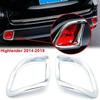 Chrome Highlander Rear Bumper Reflector Fog Light Lamp Frame Bezel Molding Cover Trims for 2014-2018 Toyota Highlander