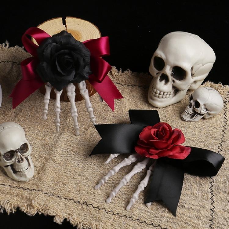 1pc Gothic Rose Skeleton Hair Clip Secure Side Clip Design Plastic Construction For Halloween Party Accessories