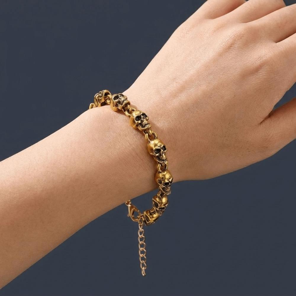 Gothic Clavicle Chain Hip Hop Beaded Bracelet Personality Skull Necklace  Hallowmas