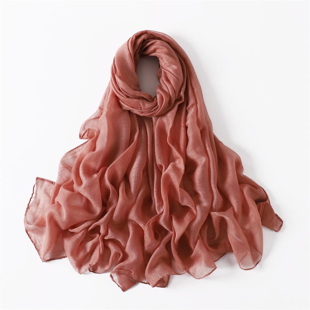 New Cotton Linen Scarf For Women Girls Students Autumn Classic Solid Color Scarves Retro Soft Foulard Viscose Female Wrap Shawls