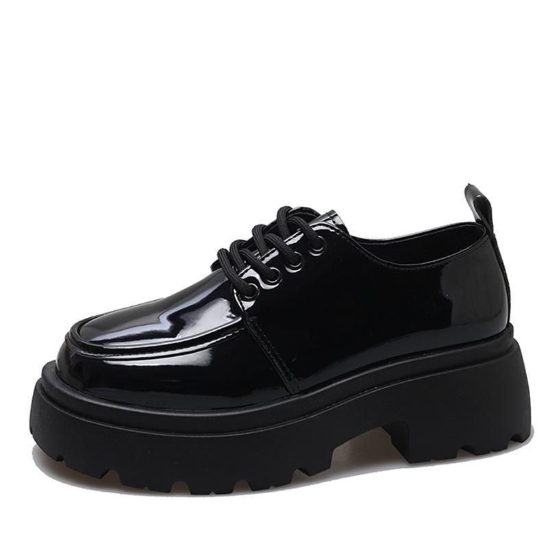 British style platform small leather shoes women's 2025 new spring and summer versatile black jk single shoes muffin loafers ins tide
