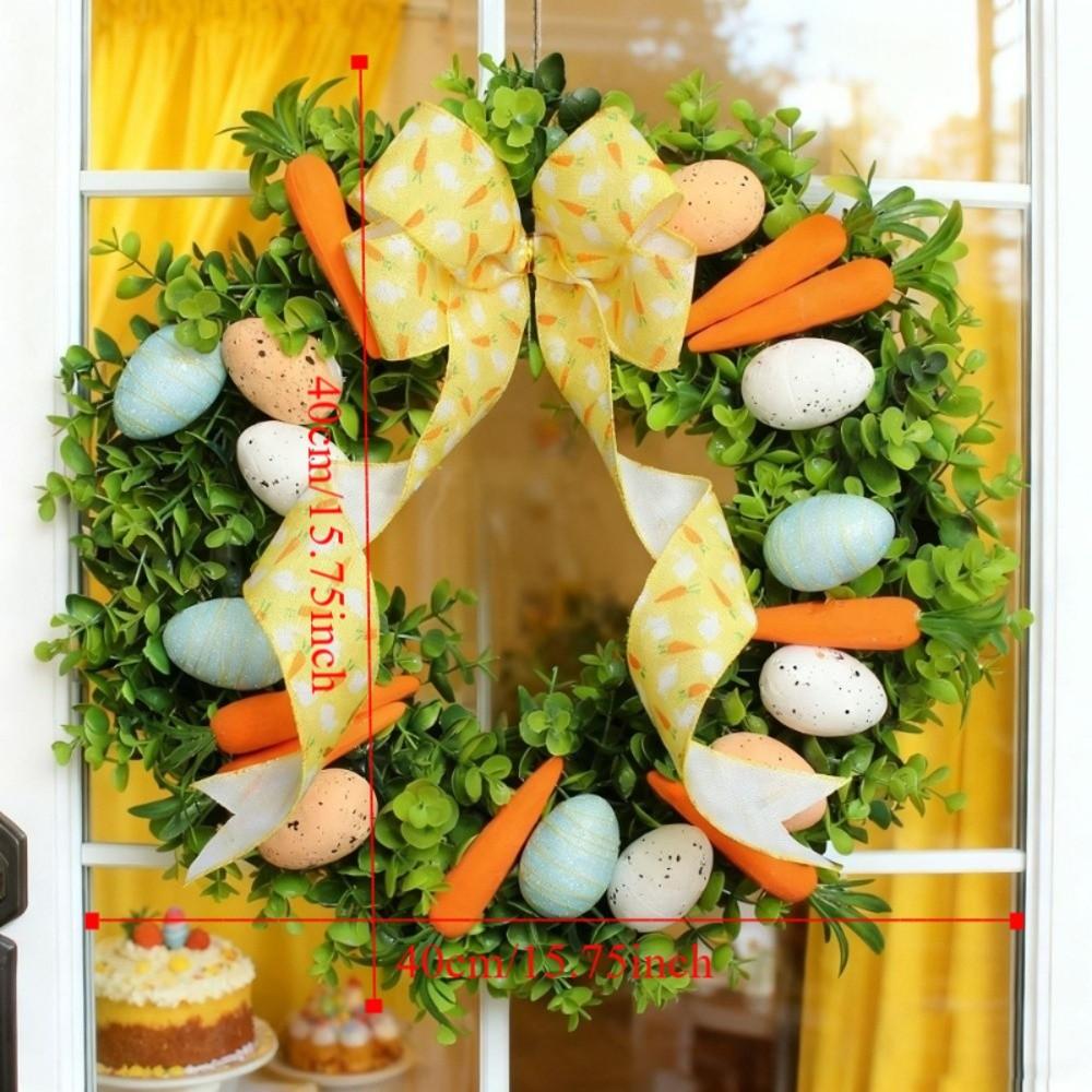 Colorful Eggs Easter Wreath Carrots Design Handmade Front Gate Wreath Vibrant Colors Decorative Artificial Flower Wreath