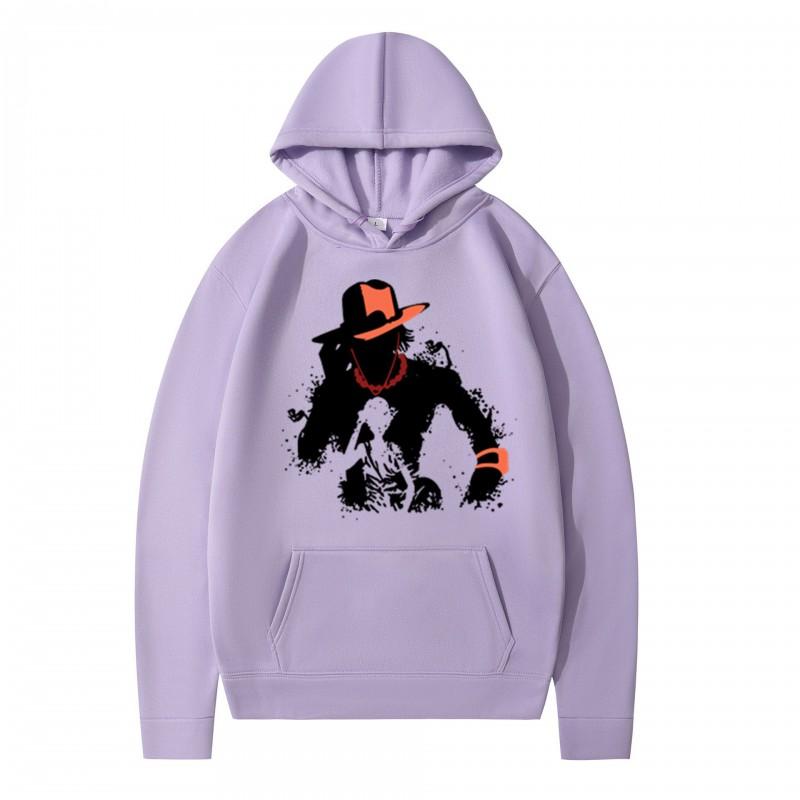 One Piece Anime Character Print Hoodie Loose Fit Casual Sweatshirt Couples Teens