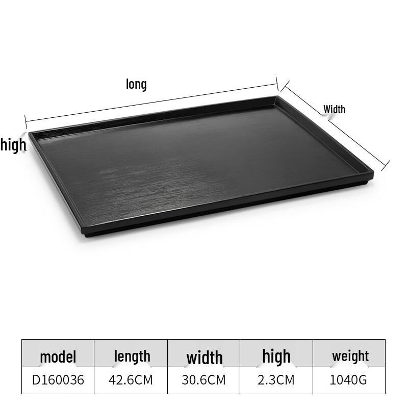 Yi Cang Black Rectangular Melamine Serving Tray