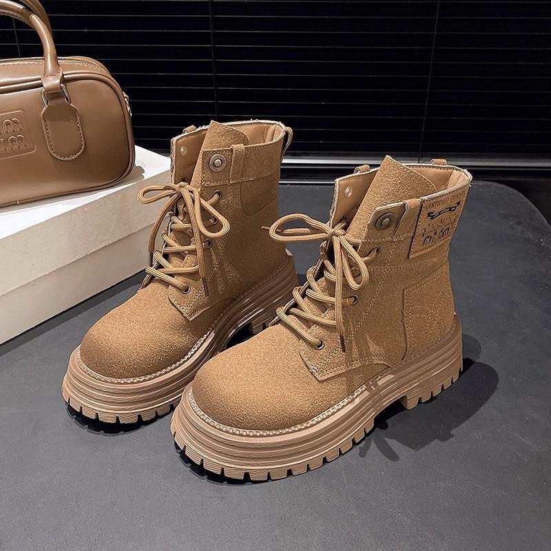 Tooling Martin Boots Short Boots Women's 2025 New Platform Spring and Autumn Boots Fried Street Matte Leather Retro Polished Rhubarb Boots