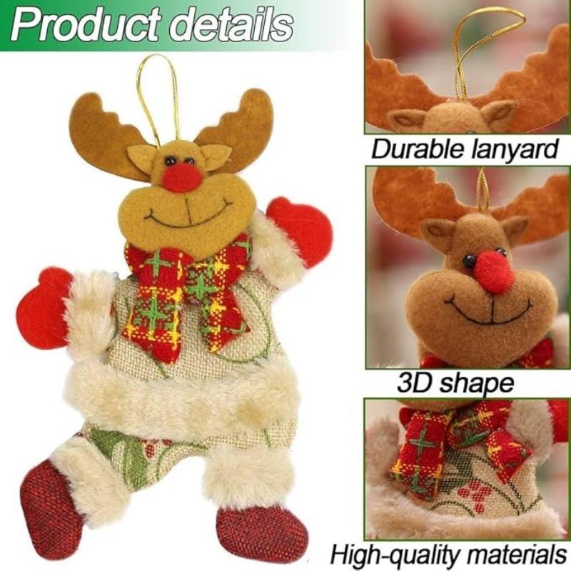 1-10PCS Christmas Tree Hanging Ornaments Fabric Doll Santa Snowman Reindeer Bear Puppet Home Holiday Party Decor Accessories