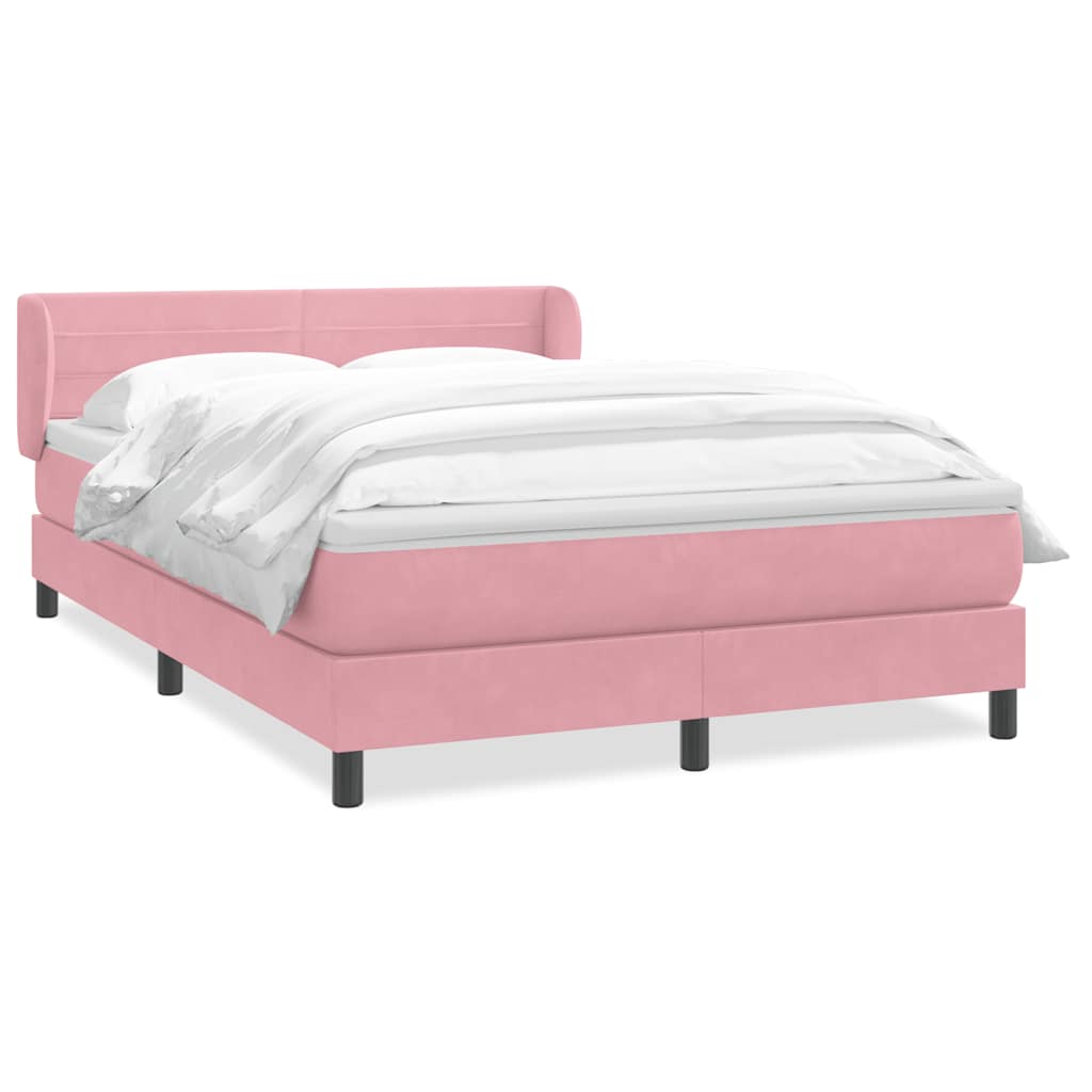 Pink Box Spring Bed with Mattress 140 x 220 cm Velvet