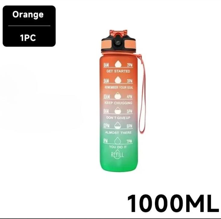 Large Capacity Sports Water Bottle with Time-Tracking Straw Leak Proof Locking Flip Cover for Outdoor Fitness