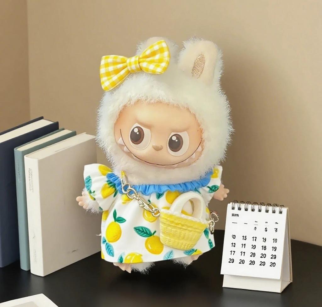 Non-Toxic For Mini Labubu 4.0 Pin For Love Series Dress 3Pcs Floral Skirt Set Doll Clothes Outfit Accessories Labubu Cute Outfit