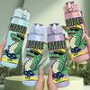 1PC Surfing Dinosaur Cartoon 750ml Color Plastic Sports Water Bottle Leakproof Flip Straw Lid Suitable for Sports Office Home Use