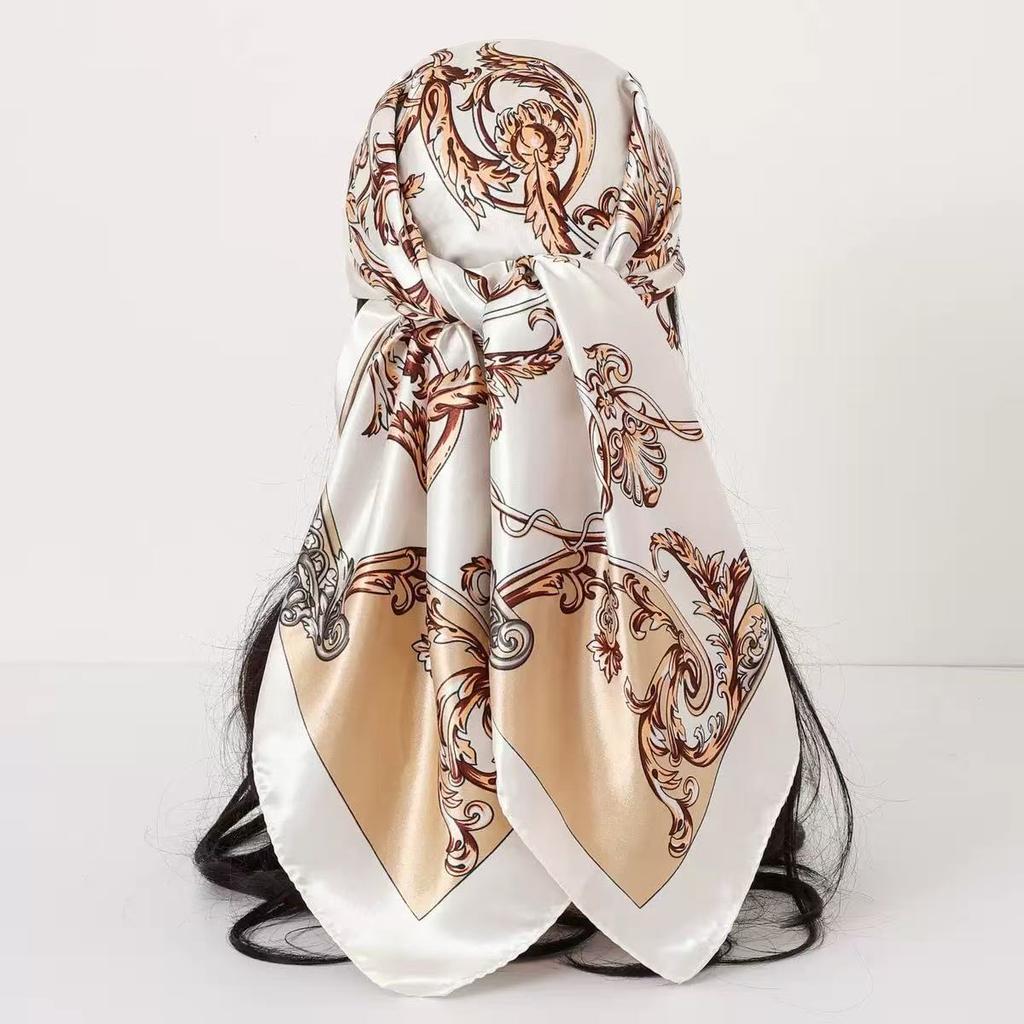 90Cm satin large square scarf headscarf new street retro simple bandanas