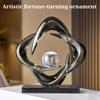 Creative Art Fortune-Turning Ornament Transparent Blue Resin Sculpture With Crystal Ball For Modern Home Office Living Room Deco