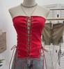 Cross-Border Hollow Lace-Up Bandeau Tank Top with Anti-Slip Strips and Waist Tie 8137