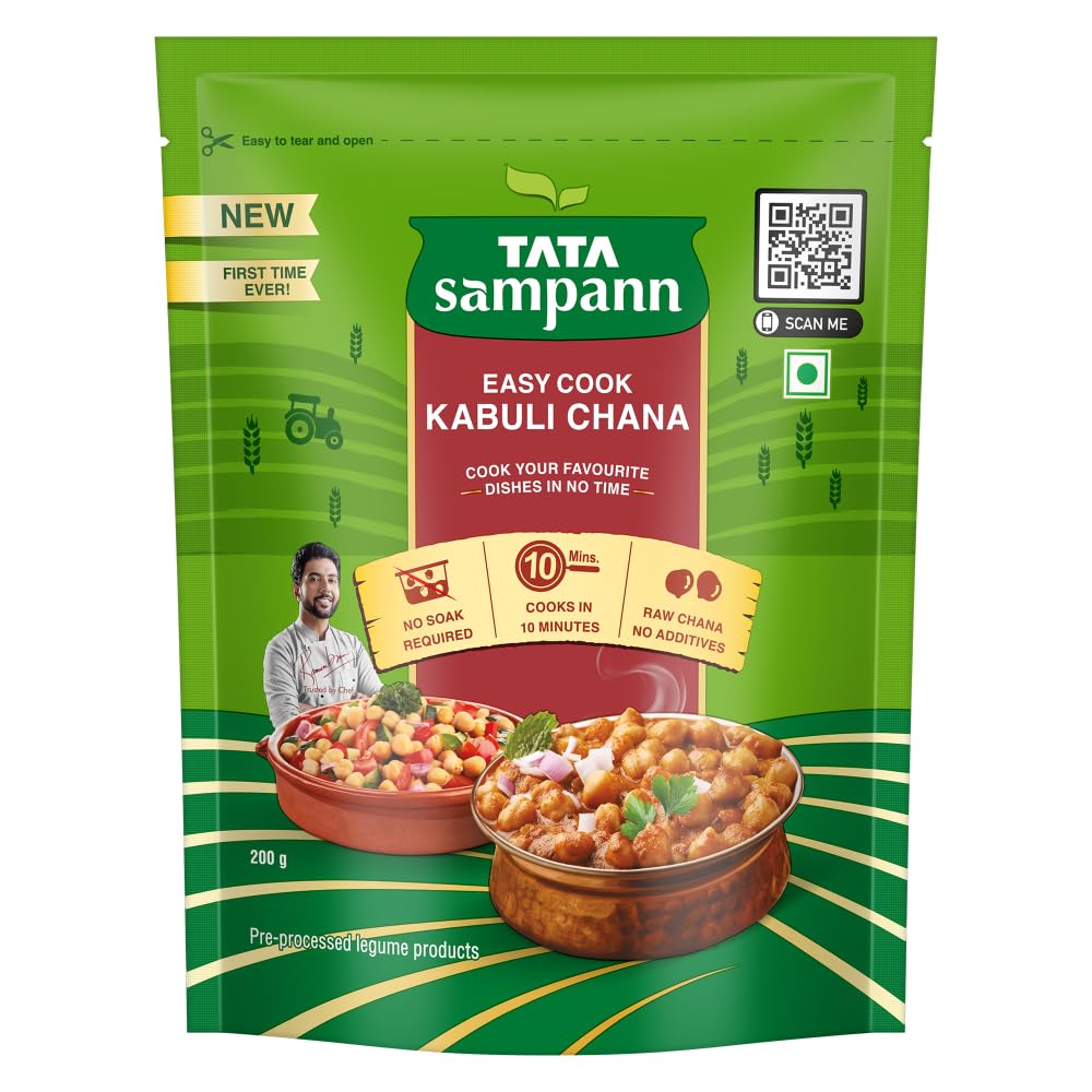 

Tata Sampann Easy Cook Kabuli Chana No Soak Required Ready In 10 Minutes For Curries Hummus 200g