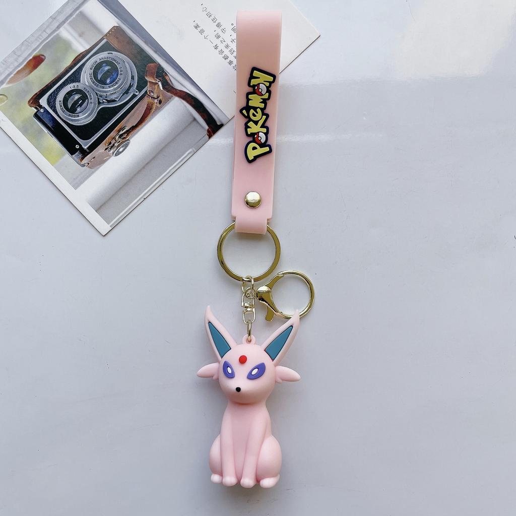 Pokemon Anime Keychain Toy Lovely Leafeon Sylveon Flareon Umbreon Vaporeon Espeon Glaceon Jolteon Eevee Pendant Kids Charm Gifts
