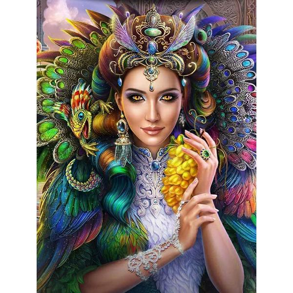 Diy Full Round Diamond Painting Woman 5D Diamond Embroidery Flower Mosaic Portrait Rhinestone Handmade Hobby Decor