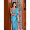 Linen with Silver Jari Border Saree
