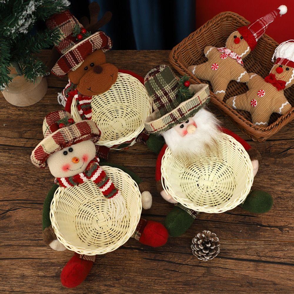 Snowman Christmas Candy Basket Multifunctional Gift Container  Xmas Gifts Storage