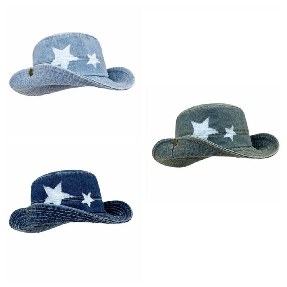Wide Brim Western Cowboy Hat Adjustable Outdoor Sun Hat Kawaii Mountaineering Hat  Hiking