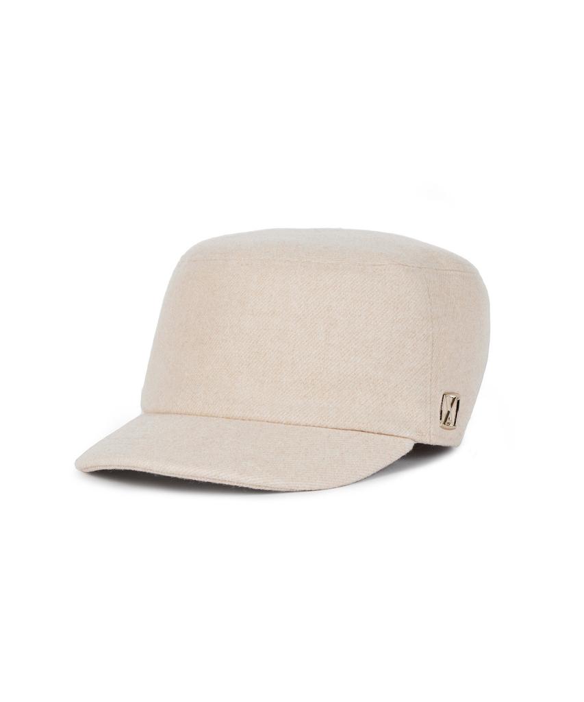 Bajal Va Square Studded Wool Bellboy Cap Ivory