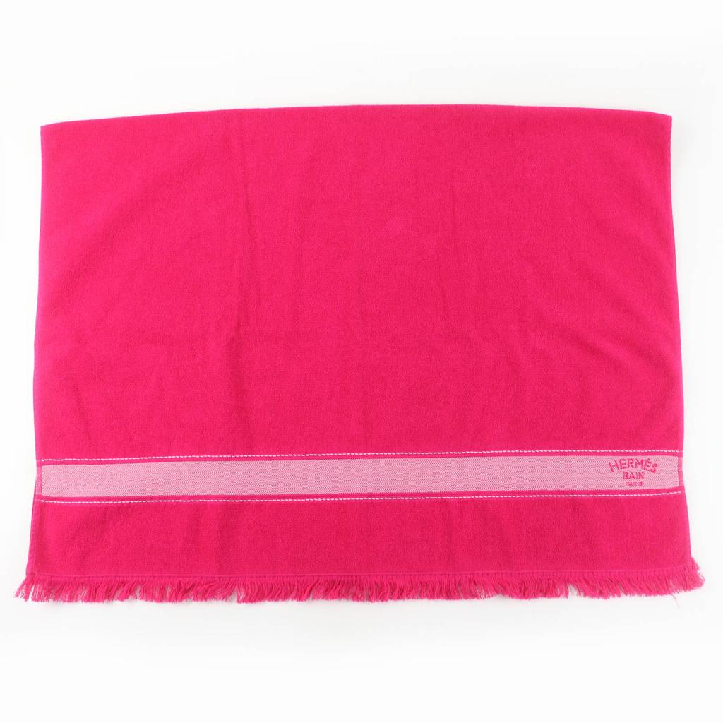 Pristine HERMES towel Beach Towel Yachting PM Large size with fringe pink cotton Used