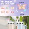 Butterfly Straw Cover, Glitter Straw Cover Cap for Cup, Reusable Straw Toppers Funny Cup Accessories Compatible with 10mm/0.39in Straw
