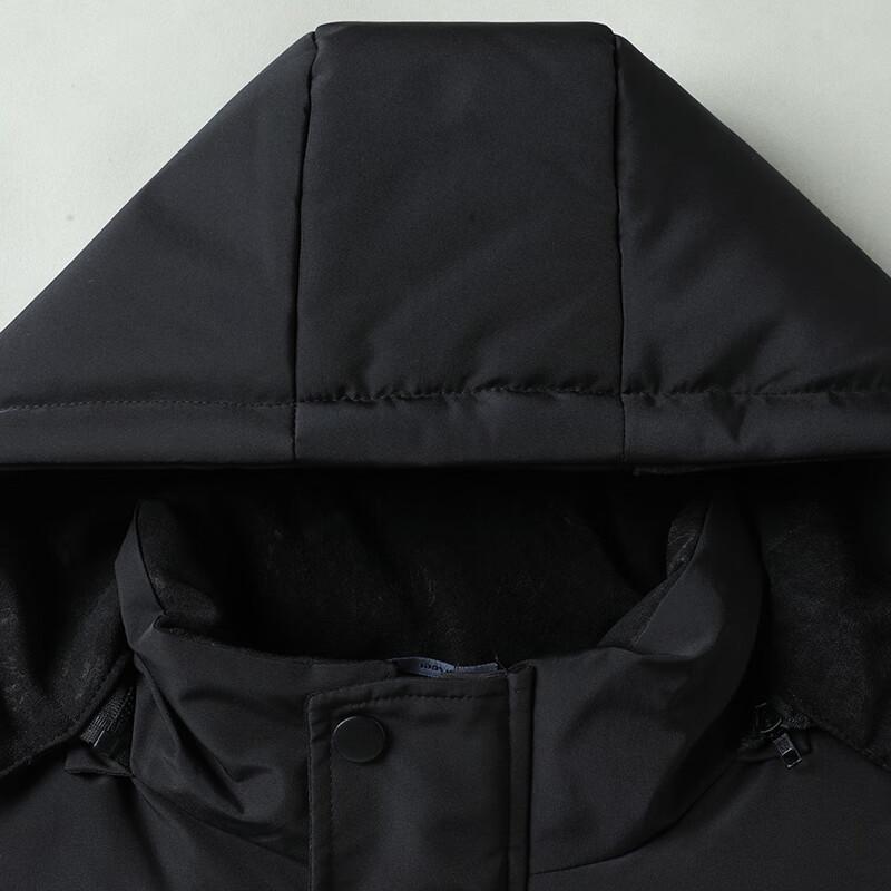 Dibenze Men's Plus Size Mid-Length Detachable Hood Padded Vest