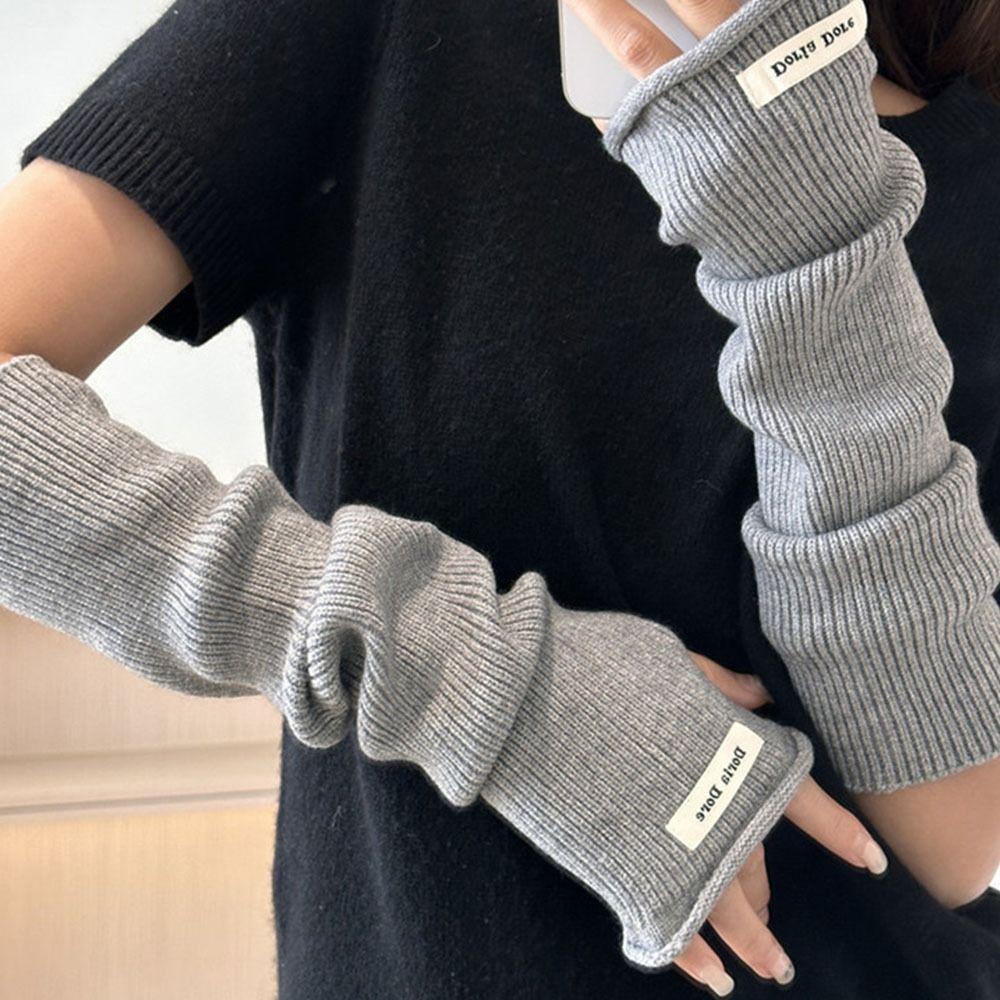 Soft Arm Warmer Mitten Casual Winter Knitted Arm Sleeve Long Fingerless Gloves for Women Girls
