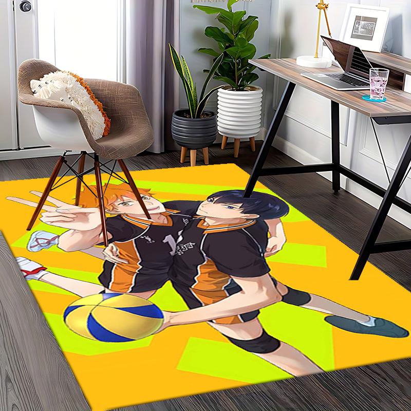 1pc Hinata Shoyo and Kageyama Tobio Volleyball Anime Chair Mat - Office Desk Pad with Cartoon Design, Non-Slip Carpet for Home Decor, Suitable for All